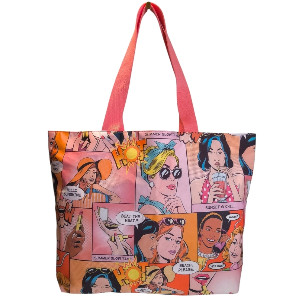 Estee Lauder Colorful Comic Book Style Tote Bag - Whimsical Pop Art Carryall